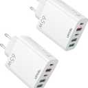 European USB C Charger 6.6A 2 Pack, LiFiYiRc PD 20W & QC 3.0 Fast Charging Multi Ports, 2 USB C 3 USB A Europe Plug Adapter Compatible for iPhone 17 16 15 14 13 12 11 Pro Max XS XR X Plus, Samsung
