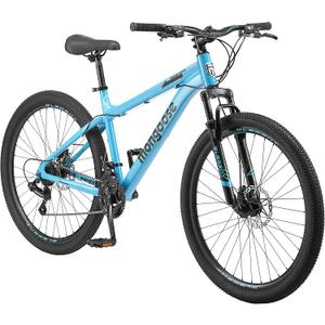 Mongoose Grafton Mountain Bike, 21 Speed, Aluminum Frame, Knobby Mountain Tires, Suspension Fork, Trigger Shifters, Mechanical Disc Brakes | Trigger Shifter, Aluminum Frame, Front Suspension, 27.5-Inch Wheels