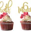 24 Pieces 6 Months 1/2 Birthday Cupcake Topper,Half Year Birthday Food Picks for Baby Shower Party Decorations