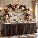 Wish Care 6ft Long Brown Table Skirt for Rectangle Tables - Wrinkle Resistant Polyester Pleated Table Skirting for Parties Weddings Office