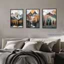 Mountain Canvas Wall Art Set of 3, Boho Sun Forest Abstract Nature Landscape Artwork Wall Decor, Watercolor Posters Prints Painting Picture Artwork for Living Room Bedroom Office 12 x16 In Unframed