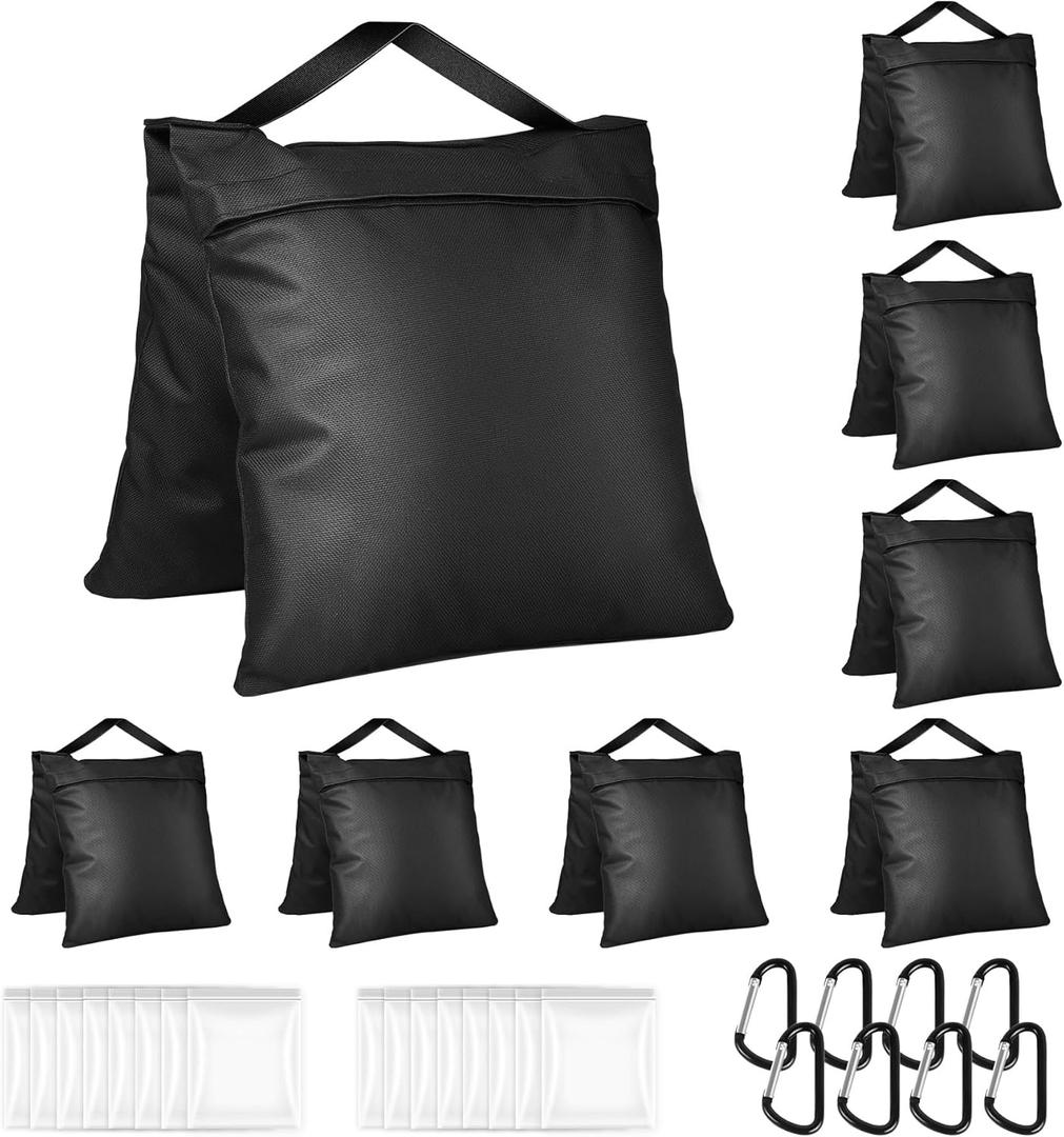 8 Packs Sandbags Weight Bags for Photo Studio, Heavy Duty Saddlebag for Canopy, Umbrella Base, Backdrop Stand, Photo Tripod, Picnic Table,Fishing Chair (Black)