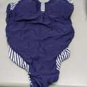 Tempt Me Women Plus Size One Piece Swimsuits - Tummy Control Bathing Suits 2025 Color Block Swimwear (Blue and Stripe)
