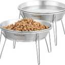 Elevated Cat Bowls, 5.9 Inch Wide Stainless Steel Cat Food Bowls with Metal Stand Whisker Stress-Free, Raised Food and Water Dish for Cats, Kitten, Puppies and Small Dogs-2 Pack