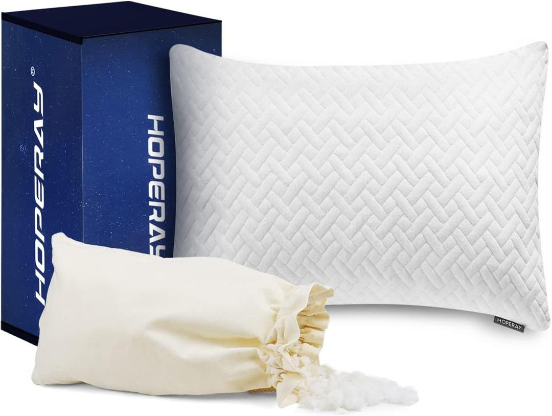 Bed Neck Pillows for Sleeping - Bedding Shredded Memory Foam Firm Pillow - Support Side Sleeper Pillow - Adjustable Loft Washable Removable Cooling Bamboo derived Rayon Pillowcase