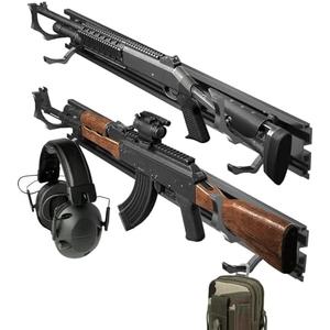 BoldByPIN Gun Wall Mount Racks, Wall Mounted Rifle Rack with Adjustable Hooks for All Guns, Shotgun, Rifle Storage & Display - 2 Pack