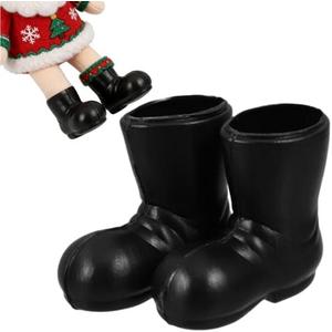 jojofuny 14 Pairs Mini Santa Boots for Crafts - Small Santa Boots for Dollhouse Christmas Decorations, Tiny Doll Shoes for Crafts, 1.1" X 1.1" X 0.4'