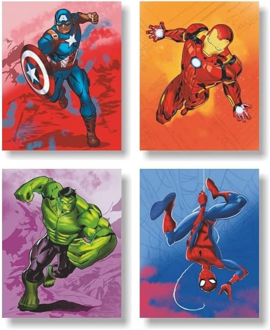 Superheroes watercolor wall art poster prints, superheroes wall art, set of 4 Unframed 8''x10'' posters for boys room superheroes room decor, Avengers Wall Art, Posters for Boys Room
