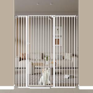 57" Extra Tall Cat Gate, 48.0"-52.7" Wide Pet Gate for Doorway, Pressure Mounted Tall Baby Gate with Door, Walk Through Dog Gate Indoor Stairs, Auto Close Cat Safety Gates, White