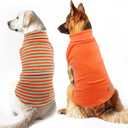 KYEESE 2Pack Dog Sweater Stretchy Large Pets Sweater Pullover Pet Sweatshirt Soft Dog Sweaters for Dogs Boy Warm Pets Coats Turtleneck Dogs Clothes (XX-Large (32-55lbs), 5# Stripe+Orange)