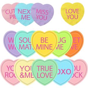 HAKOTI Valentines Day Paper Plates Supplies Conversation Heart Tableware,40Pcs Heart Shaped Plates and Napkins
