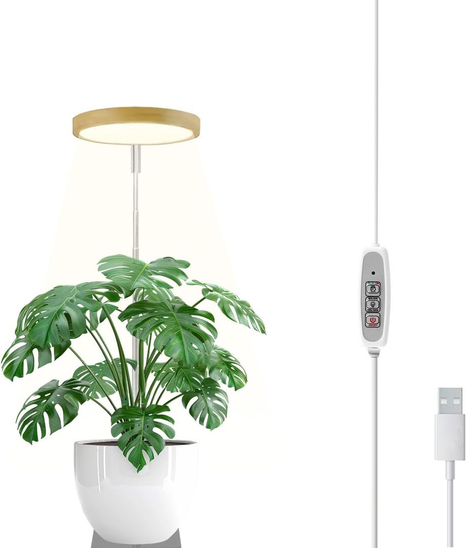 Basic Desktop LED Plant Grow Light, Full Spectrum, 4-Level Dimmable Brightness, Auto Timer, Height Adjustable 6.124.5 inches, Ideal for Indoor Plants, Seedlings, Succulents & Hydroponics Growing