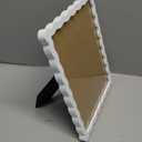 THKRLOF 8x10 Picture Frame with Mat for 5x7, Wavy Edge Wooden Real Glass Photo Frame for Tabletop and Wall Hanging, White, 1 Pack