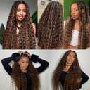 Light Brown Human Braiding Hair Brown Deep Wave Human Boho Braiding Hair 22 22 22 Inch 4/30 Deep Wave Bulk Hair Extensions 150g 3 Bundle