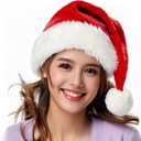 TCJJ Santa Hat for Adult Christmas Hats Unisex Holiday Velvet Double Layer Comfort Xmas Hat for New Year Festive Party