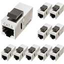 FGB 10 Pack Cat6 Shielded Keystone Coupler, Female to Female RJ45 Keystone Jack, Ethernet Keystone Coupler in Silver