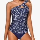 Tempt Me Two Piece Tankini Bathing Suits for Women One Shoulder Swim Top with Bottom Swimsuits, XL