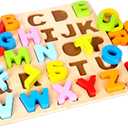 Hape Wooden Alphabet Puzzle| Wooden ABC Letters Colorful Educational Learning Puzzle Toy Board for Toddlers