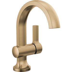 Delta Albion Brushed Gold Bathroom Faucet 1 Hole, Single Hole Bathroom Sink Faucet for Vanity, Metal Push-Pop Drain Assembly, Champagne Bronze 15855LF-CZ