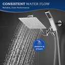 G-Promise All Metal 8 Inch Dual Square Shower Head with Handheld Spray Combo, Rain Shower Head, Adjustable Extension Arm, Smooth 3-Way Diverter, 71 Inch Extra Long Hose - A Bathroom Upgrade (Chrome)