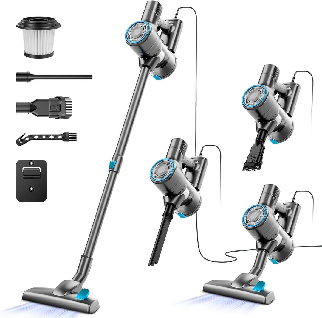 Corded Stick Vacuum Cleaner, 25Kpa Powerful Stick Vacuum, 2 in 1 Vacuum Cleaners,1.2 L Dust Cup, Corded Handheld Vacuum Pet for Hair, Short-Pile Carpet, Hardfloor (Sky Blue)