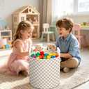 2 x XYTIDUKEJI Checkered Laundry Basket Foldable Storage Handles 13.8x15.8 In