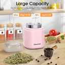 Hermolante Herb and Spice Grinder, 200W Electric With Stainless Steel Blade, Cleaning Brush - Compact Size 5.11in (Pink)