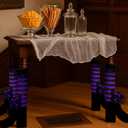 4 Pack Halloween Witch Legs Decor Witch Striped Table Leg Stocking Chair Leg Covers for Halloween Parties(Black,Purple)