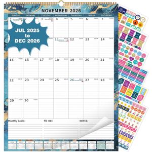 2025 Calendar, Wall Calendar 2025-2026 (17"x22") with Lines, Monthly Calendar from Jul 2025 to Dec 2026, 18 Month Vertical Large Monthly Family Calendar 2026 for Wall, Calendario 2026