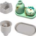 Oval Resin Tray Molds, Vase Lotus Candle Holder Mold Epoxy Resin molds for DIY Trinket Dish Candy Container Candle Holder Jewelry&Plant Pot