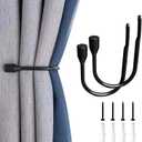 Metal Curtain Holdbacks, 2PCS U Shaped Wall Mounted Hook for Home Decor, Decorative Curtain Tieback Curtain Drapery Tiebacks Hooks Curtain Hooks for Wall (Black)