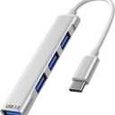 USB C to USB Hub Multiport Adapter, Aluminum 4 Ports USB C Splitter for Laptop, Slim Thunderbolt 3/4 Data USB Hub Compatible for MacBook Pro/Air, iPad Pro, Dell, Chromebook | Keyboard, Mouse, HDD