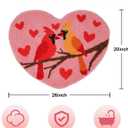 Valentines Day Cardinal Bathroom Rug Pink Heart Bath Mat Valentines Bathroom Decor Rugs 25.6 x 20.2 Inch for Tub Home Living Room