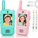 Video Walkie Talkies for Kids, 2 Pack Rechargeable Long Range Video Kids Walkie-Talkie with 6 Voice Changer, Two Way Radios Toys Christmas Birthday Toddler Gift for Boys Girls 3-10 Year Olds