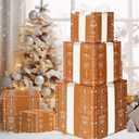 Epakh 3 Pack Gingerbread Cookie Boxes Decoration Large Christmas Stacking Boxes with Lids for Gingerbread Cookie Decorative Nesting Storage Gift for Xmas Holiday Birthday Party Gift Decor Supplies