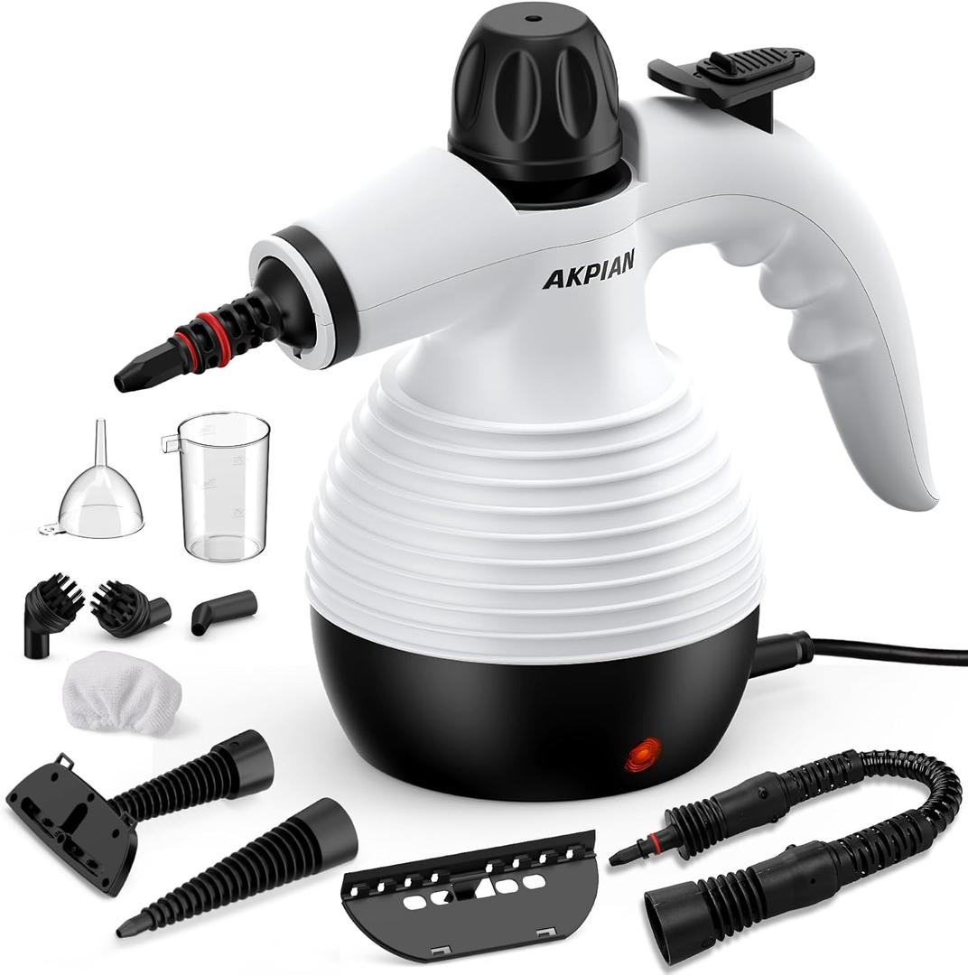 Handheld Steam Cleaner for Home Cleaning with 10 Accessories | 221F High-Temp Steam | Safety Lock | Ovens, Microwaves, Sofas, Windows, Tile & Grout