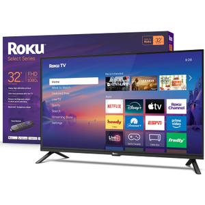Roku Smart TV 2026 32-Inch Select Series, 1080p Full HD TV Roku TV with Voice Remote Flat Screen LED Television with Wi-Fi for Streaming Live Local News Sports & Movies, Bluetooth Headphone Mode