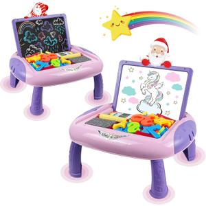 Gift for 1-2 Year Old Girls, Toddler Girl Toys with Magnetic Letters and Numbers, Learning and Educational Toys for 1 2 Year Old, Girls Birthday Christmas Gifts (Unicorn Pink) (Purple)
