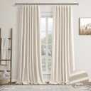 Birch Linen Blackout Curtains for Bedroom 90 Inch Length 2 Panels Set Back Tab Pocket Neutral Farmhouse Living Room Darkening Curtains Track System Thermal Insulated Black Out Drapes
 80x102" 2pcs