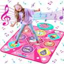 Unicorn Dance Mat, Dance Mixer Rhythm Step Play Mat, Pink Dance Pad with LED Lights, Adjustable Volume, Built-in Music, 5 Game Modes, Xmas B-Day Gifts for 3-12 Years Old Girls Toys