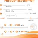 Tension Curtain Rod 26 to 48 Inch Adjustable Tension Rods 6 Pack Expandable Spring Tension Rod White No Drilling for Closet Kitchen Cupboard Wardrobe Door Bookshelf DIY Projects