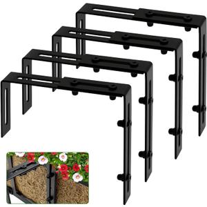 Halatool 4 Pack Window Box Brackets, Adjustable Planter Box Brackets, Heavy Duty Iron Flower Box Brackets for Fences, Balconies, and Gardens