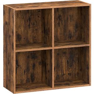 VASAGLE Custos Collection - Bookshelf, Bookcase, Cube Shelf with 4 Compartments, 9.4 x 26 x 26 Inches, Storage Shelf, for Living Room, Home Office, Dining Room, Rustic Brown ULBC476K01