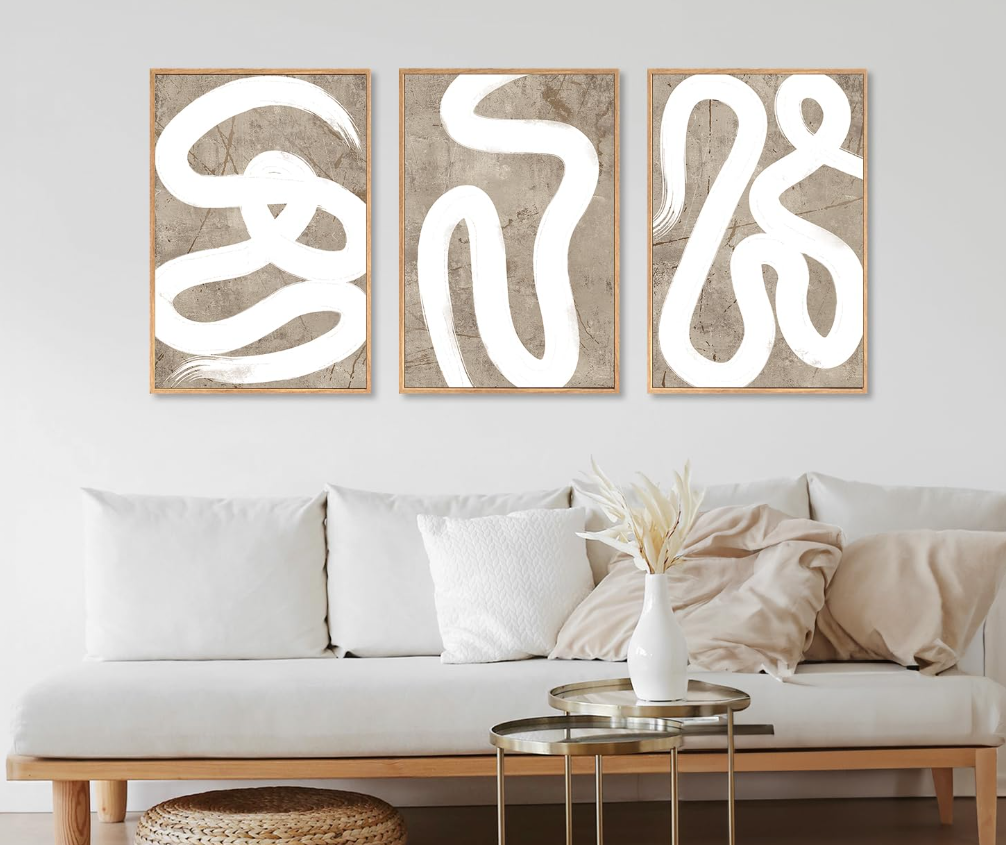 LHIUEM Abstract Shapes Framed Canvas Print Wall Art Set Duotone Minimalist Brush Stroke Wall Painting Modern Brown Boho Artwork for Living Room, Bedroom, Office-16 x24 x3 LHIUEM Abstract Shapes Framed Canvas Print Wall Art Set Duotone Minimalist Brush Stroke Wall Painting Modern Brown Boho Artwork for Living Room, Bedroom, Office-16 x24 x3
