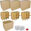 3 Sets Moving Boxes with Divider Kits,16 x 12 x 13 Inch Glassware Dish Packing Box Kitchen Moving Box Corrugate Dividers with 72 Pcs Foam Pouches,1 Pcs tape rolls with dispenser(Two Layer)