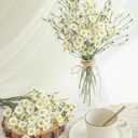 Floroom 24pcs Ivory Small Artificial Flowers Faux Silk Daisies Fake Wildflowers with Stems for DIY White Wedding Bouquets Floral Arrangements Party Decor Centerpieces Decorations (Vase Not Included)