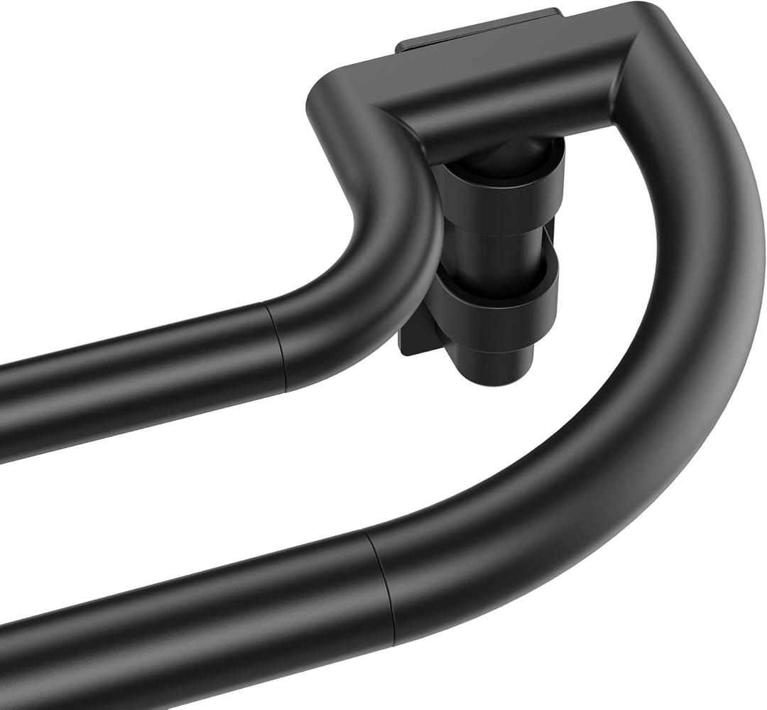 ENJOYBASICS Double Curtain RodBlackout Wrap-Around Curtain Rods for Windows 72 to 144 InchAdjustable from 32 to 144 Inch for Room Darkening Curtains, Matte Black