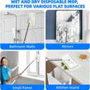 Snap Grip Mini Mop, Zero-Touch Gap Dust Cleaner with 39' Lazy Mop Stick & Locking Head, Dust Mop for House Wall Bathroom Toilet Corners Multi Surface Cleaning with 5 Cloths