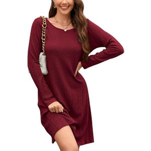 STYLEWORD Jumper Dress for Women UK Ladies Long Sleeve Tunic Dress Winter Knitted Pullover Casual Dresses S