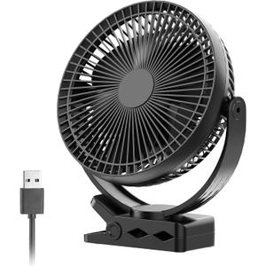 Sukadar Portable Clip on Fan, 10000mAh Battery Operated, 24 Hours Work Time, 4 Speeds, 8 Inch, Personal Fan for Bedroom Outdoor Travel Camping Golf Cart Treadmill Home Office (TF-29-8'')